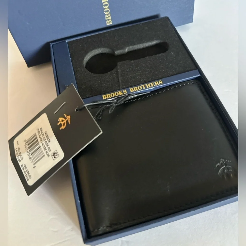 Brooks Brothers Classic Black Sheep Leather Wallet